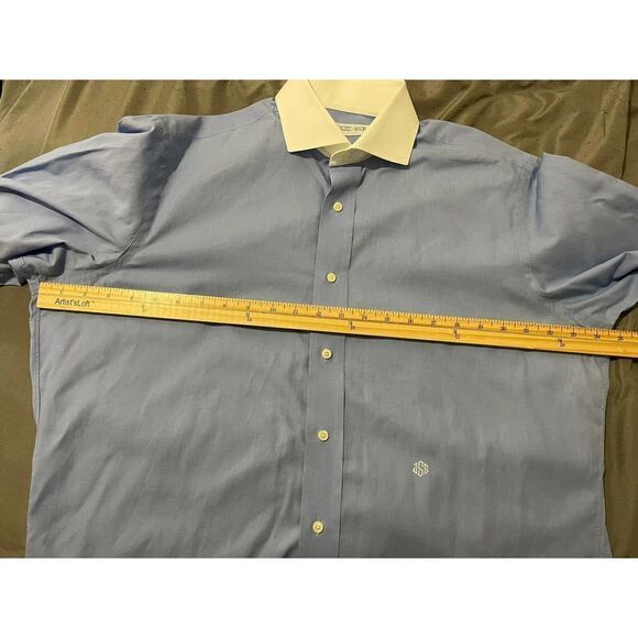 INDIVIDUALIZED‎ SHIRTS Dress Shirt Blue White Contrast Spread Collar Size 15.5 - Picture 8 of 11